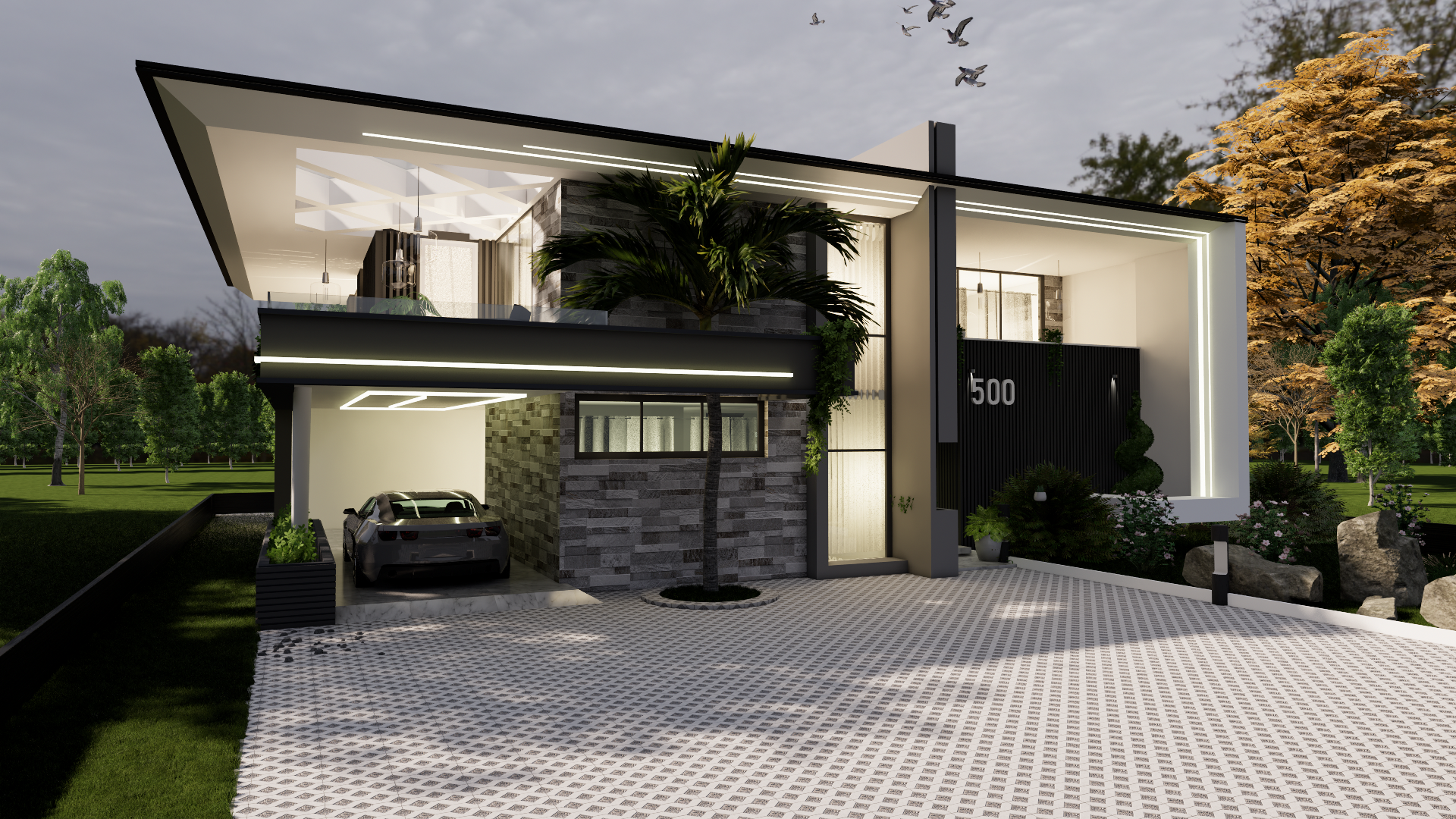 Contemporary residence architectural visualization